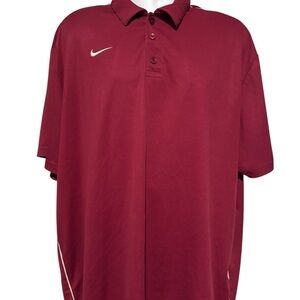 Nike DriFit Men's Burgundy With White Stripe Accent Short Sleeve Polo Shirt XXL